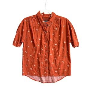Toad&Co Manzana Shirt Women Size S Orange Boho Gorpcore Floral Organic Cotton